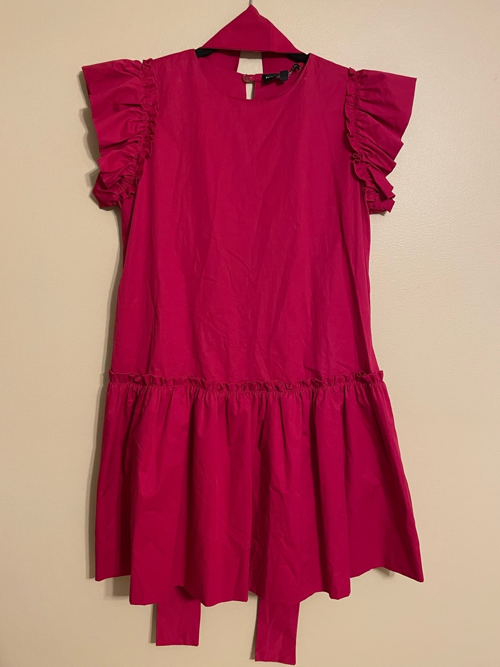 MONICA NERA ruffle tiered mini dress cotton made in Poland size small